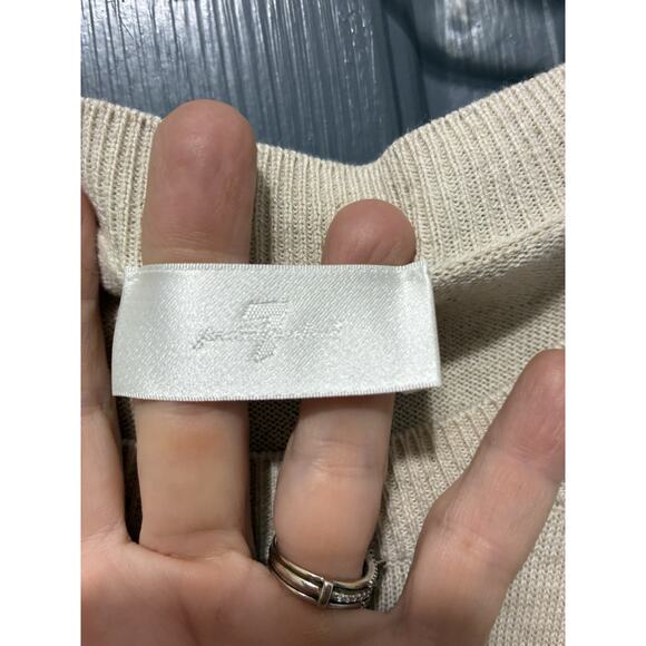 7 For All Mankind Normandy Store Crewneck Sweater Men's XL Oatmeal Storm - Picture 9 of 10